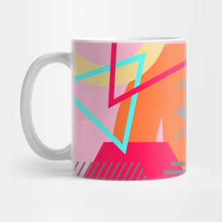 Modern Geometric Pattern Bright Retro Pink Red Doodle Style Mug